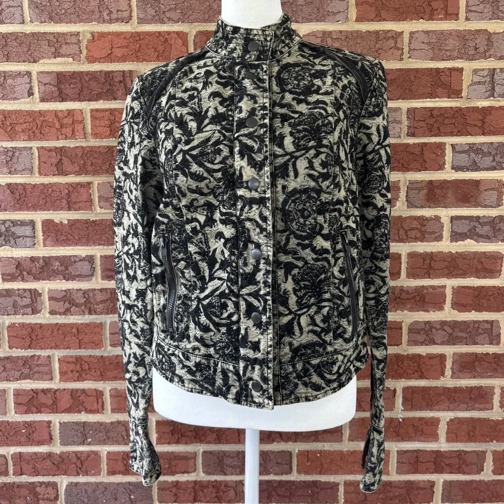 Free People Black Floral Jacquard Moto Jacket 4 Fairy Goth Follow the‎ Flock